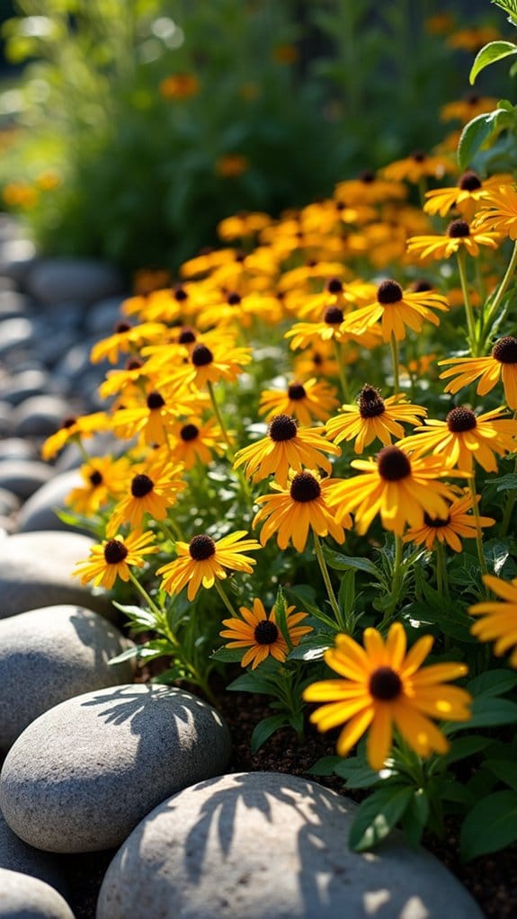 vibrant yellow rock garden