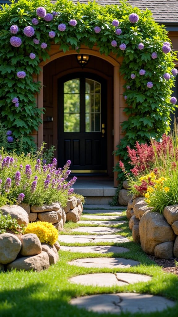 welcoming rock flower planters