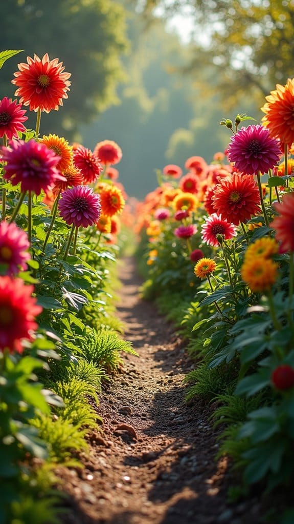 whimsical dahlia garden pathways