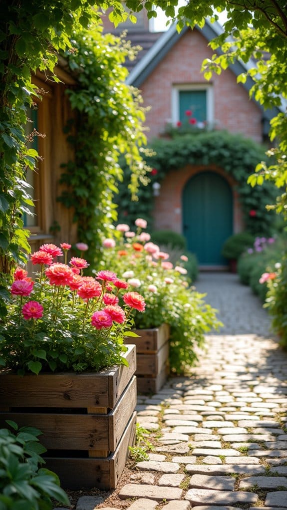 whimsical mixed planter boxes