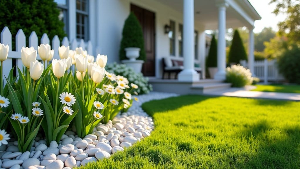 23 Clean White Flower Landscaping Front Yard Ideas That Pop