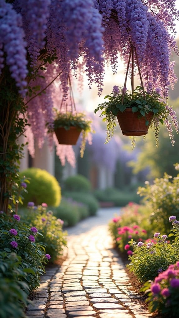 wisteria baskets for elegance