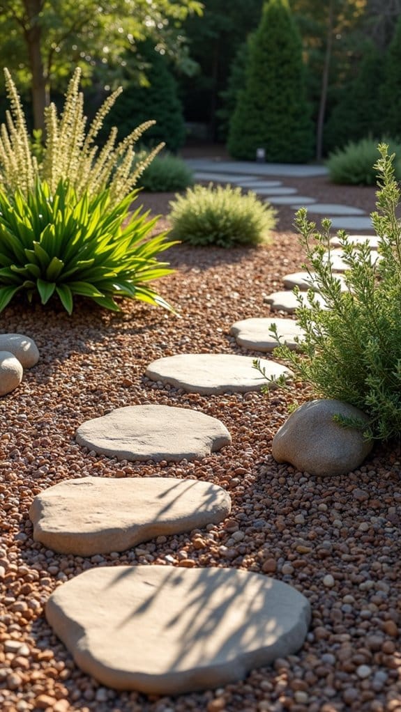 xeriscaping with rocks and mulch
