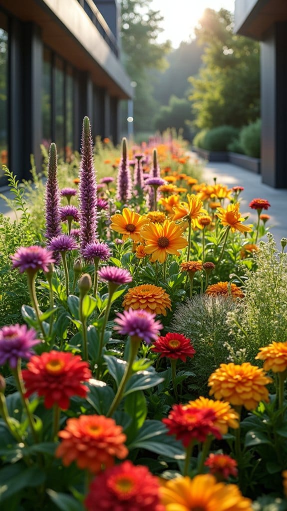 year round blooming flower bed