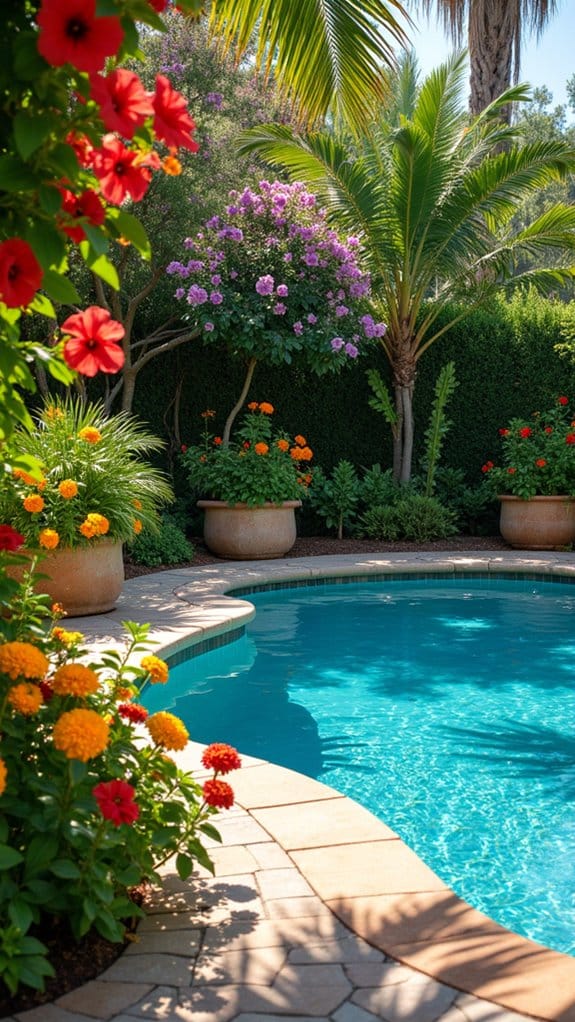 year round vibrant pool flowers
