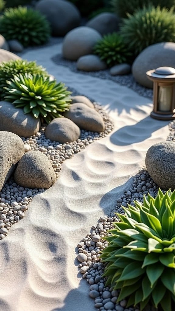 zen garden with rocks