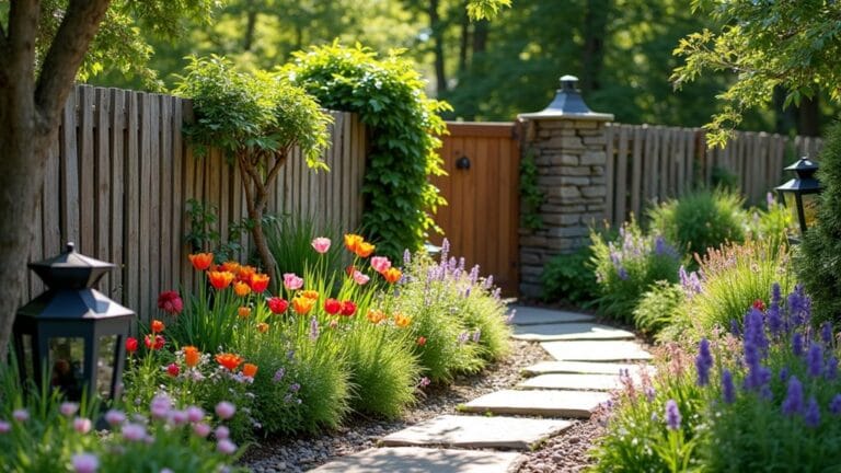 beautiful fence line landscaping