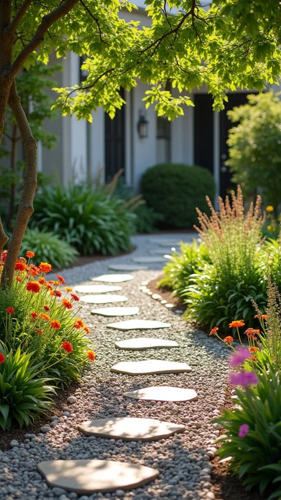 beautiful low maintenance pebble pathway
