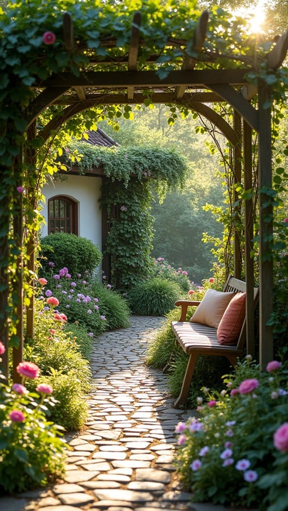 charming trellis enhances garden