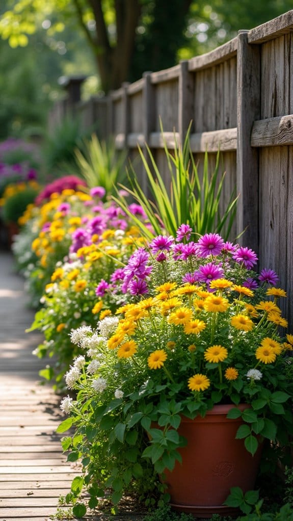 colorful container garden arrangement