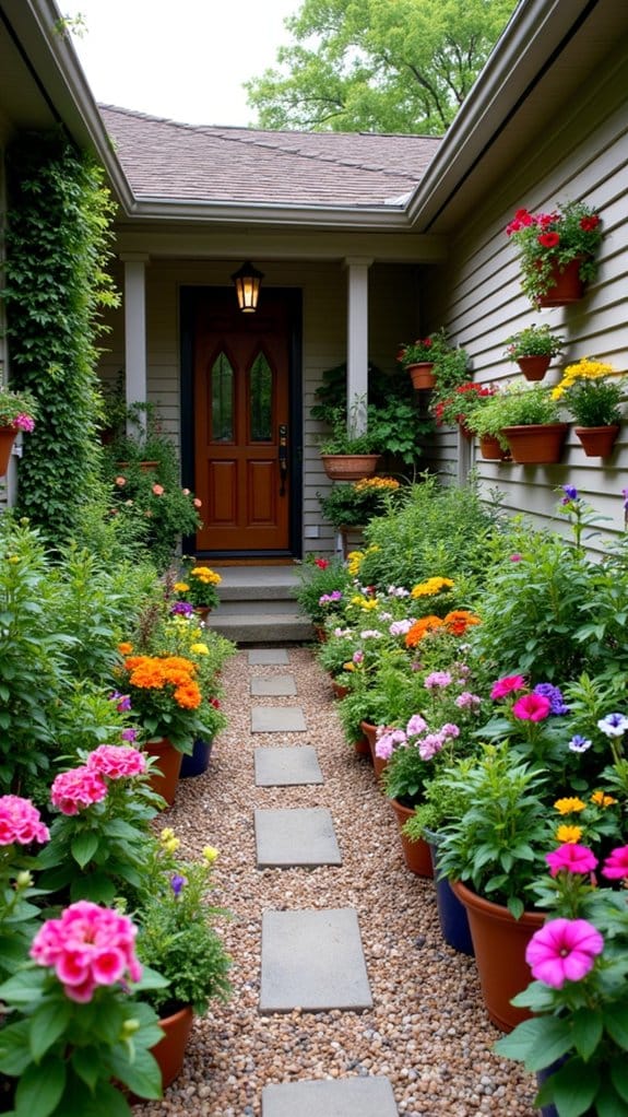 colorful container gardening display