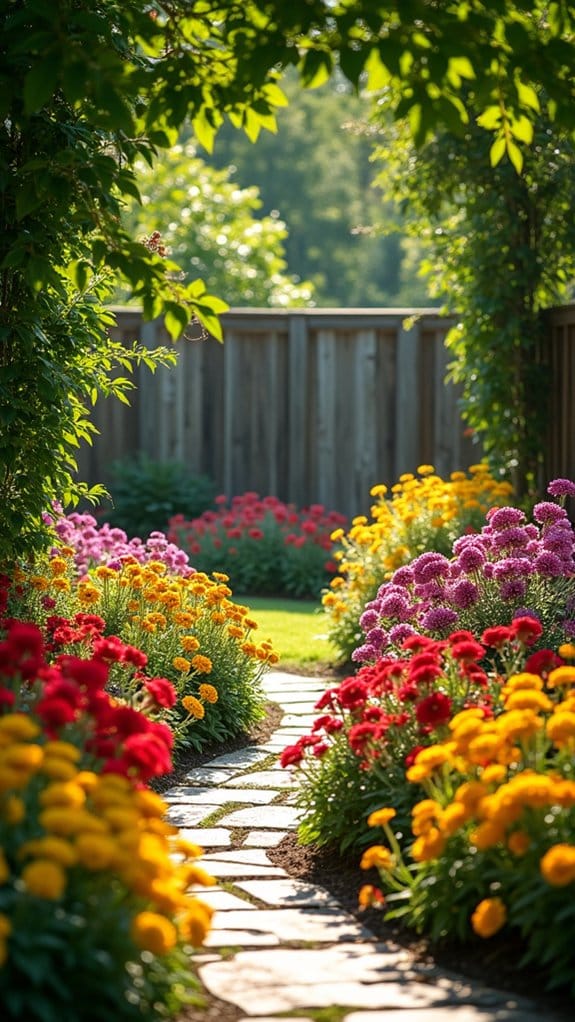 colorful layered flower beds