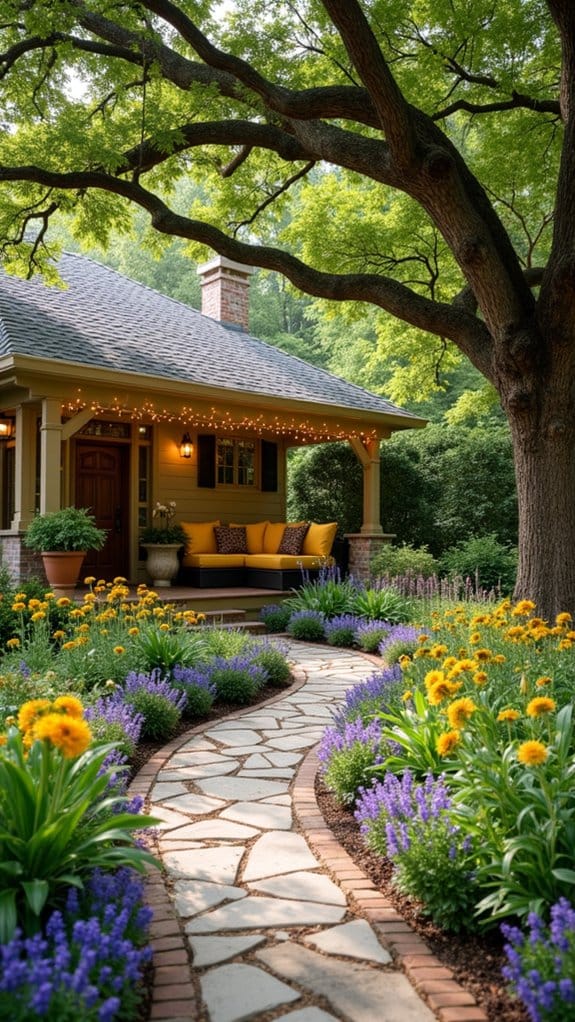 cozy benches and flowers