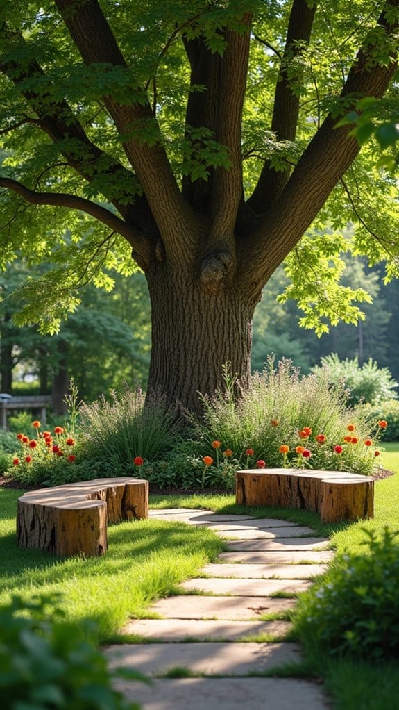 cozy rustic log seating