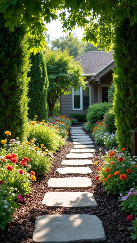 dark mulch enhances garden aesthetics