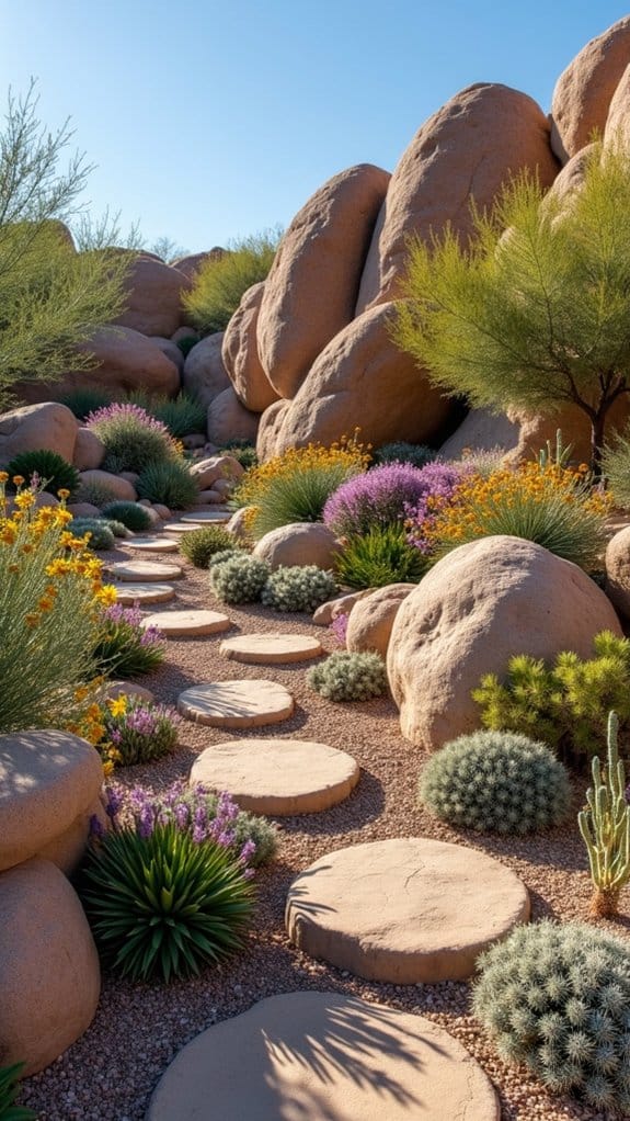 desert themed low maintenance landscaping