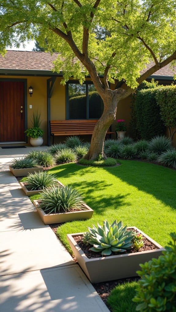 drought resistant grasses and stones