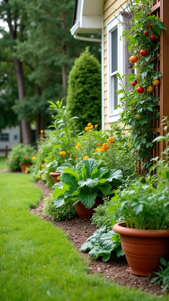 edible garden with herbs