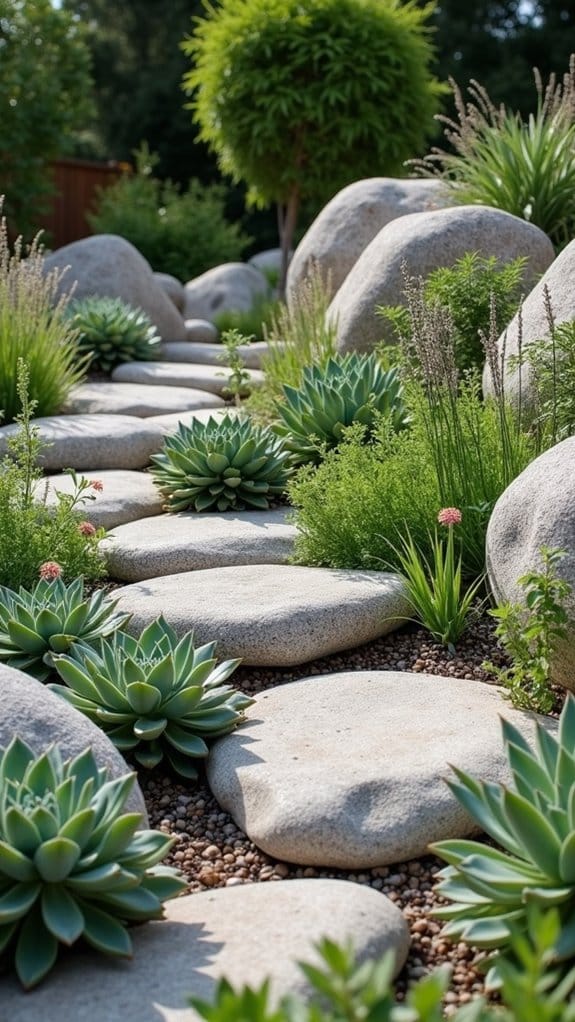 edible garden with stones