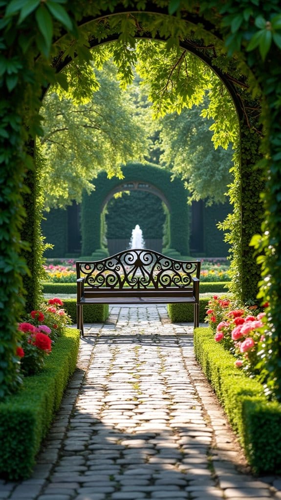 elegant garden retreat bench