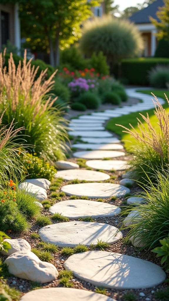 framing walkway with white rocks