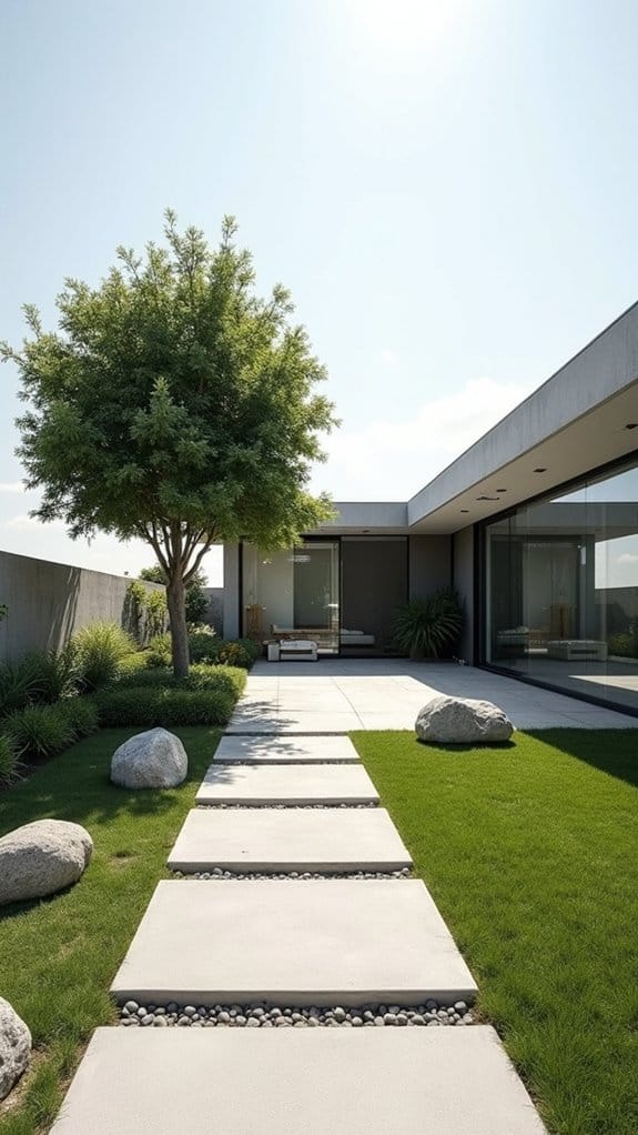 harmonious minimalist front yard