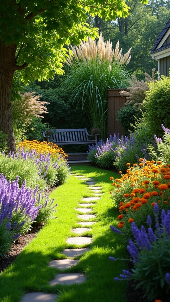 lively colorful garden oasis
