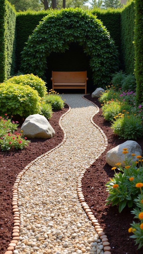 mulch and pebbles combination