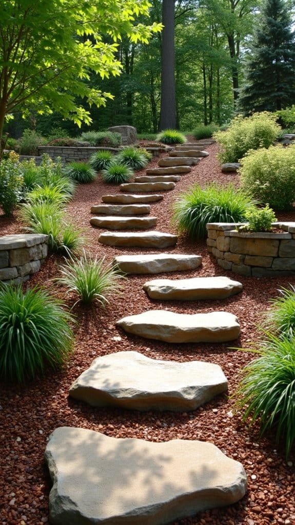 mulch and rock walls
