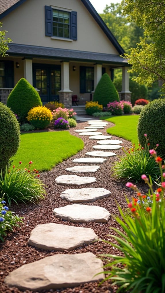 mulch and stone accents