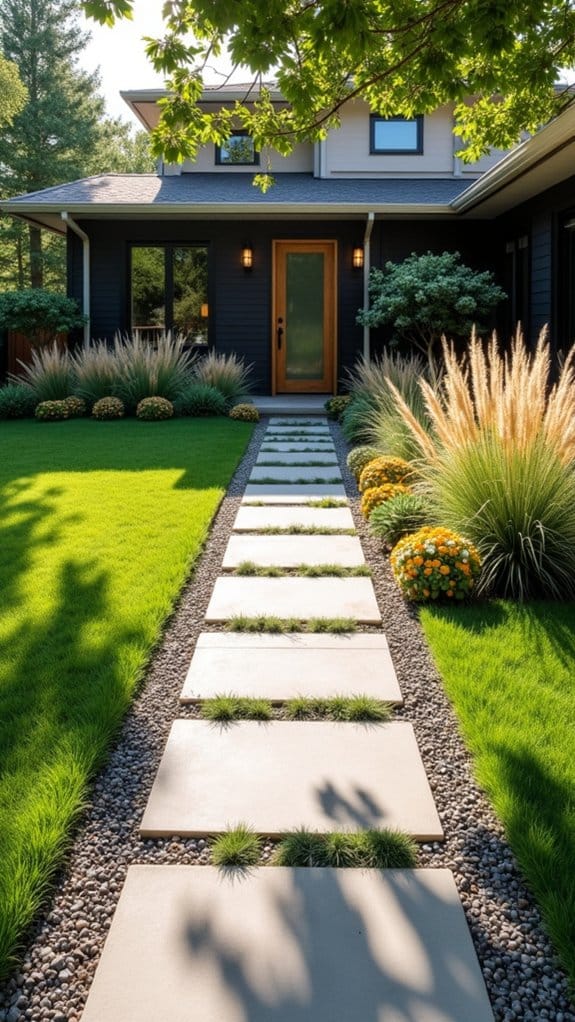 pavers and gravel contrast