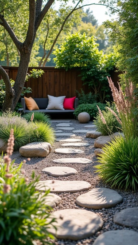 rock garden with drought resistant plants