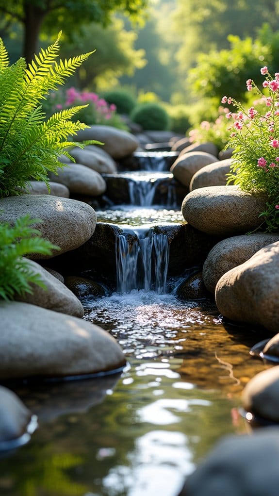 rock waterfalls create tranquility