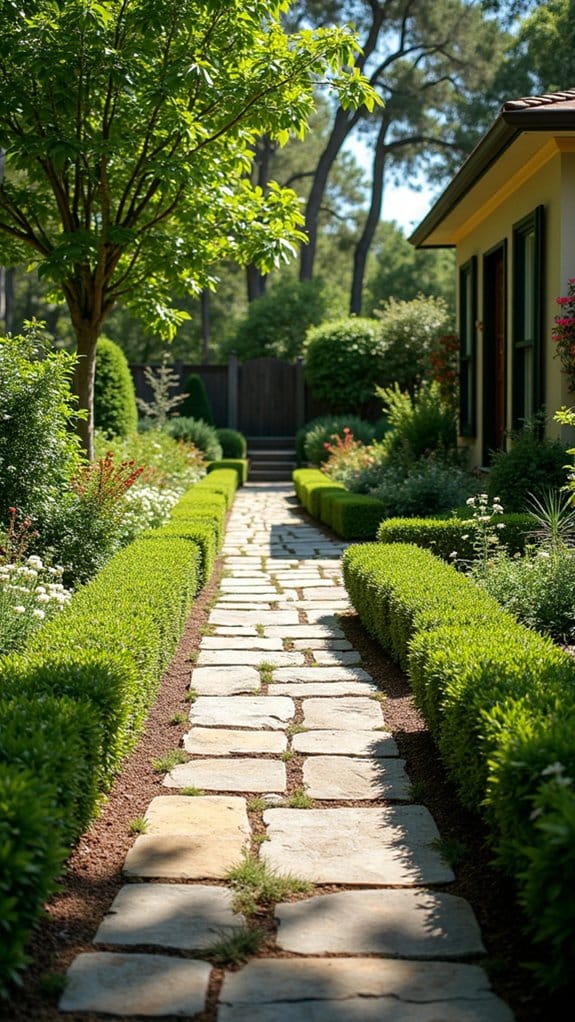 rustic paver garden path
