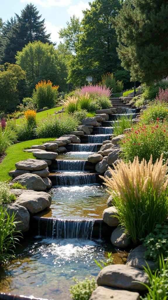 serene oasis with fountains