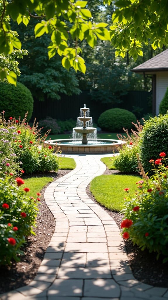 serene paver fountain oasis