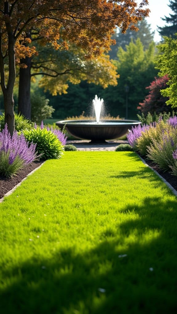 serene turf with water