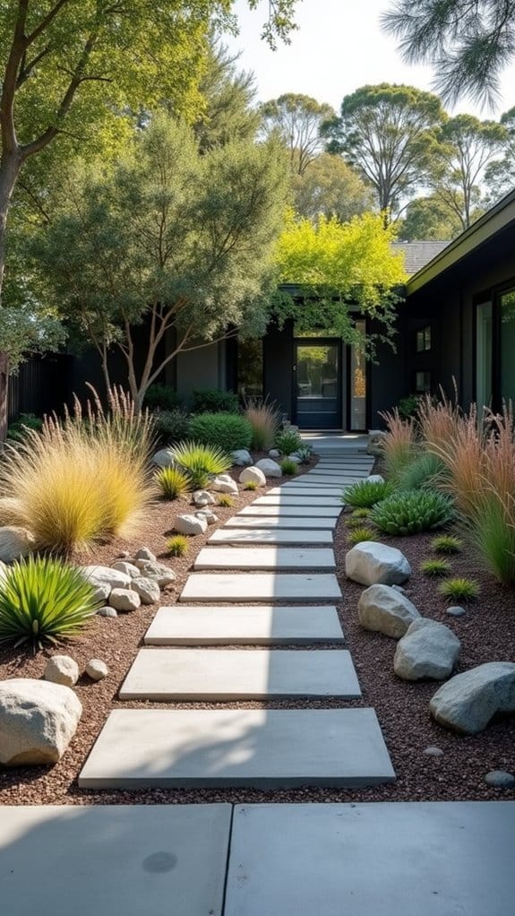 sleek modern rock garden
