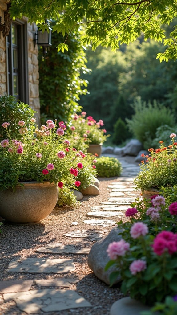 stone planters enhance gardens