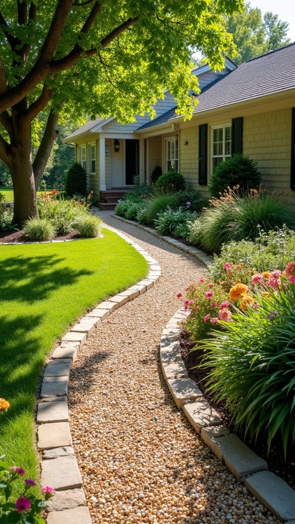 textured gravel pathways enhance