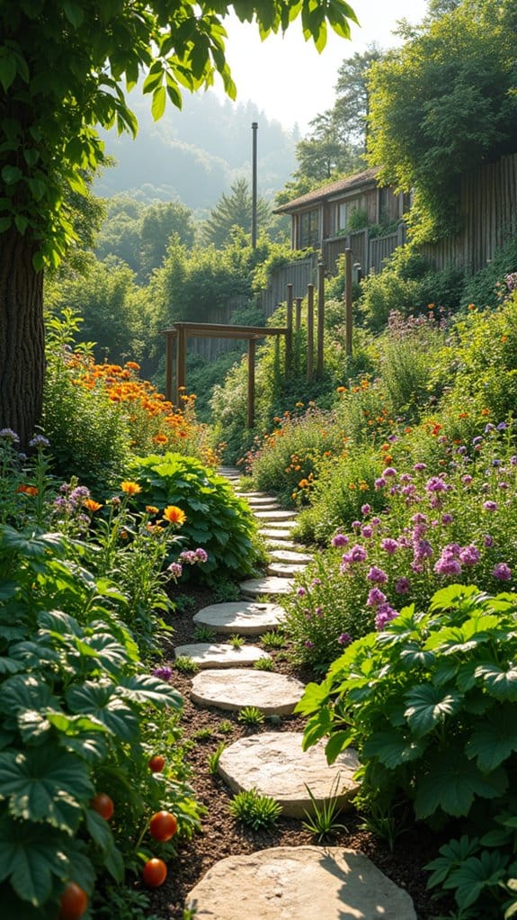 thriving edible garden slope