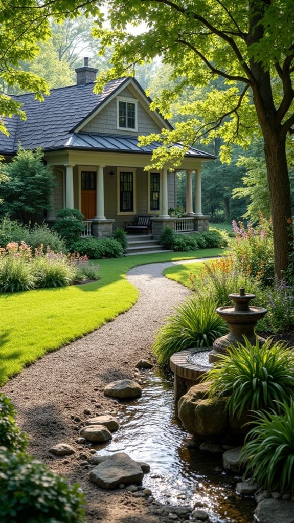 tranquil rustic pond fountain
