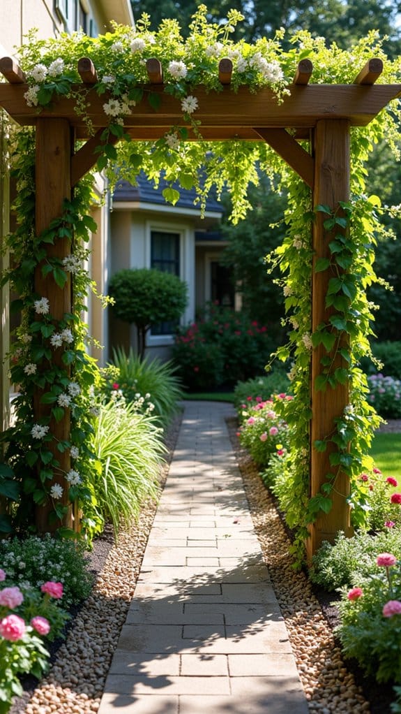 trellis with vibrant climbers