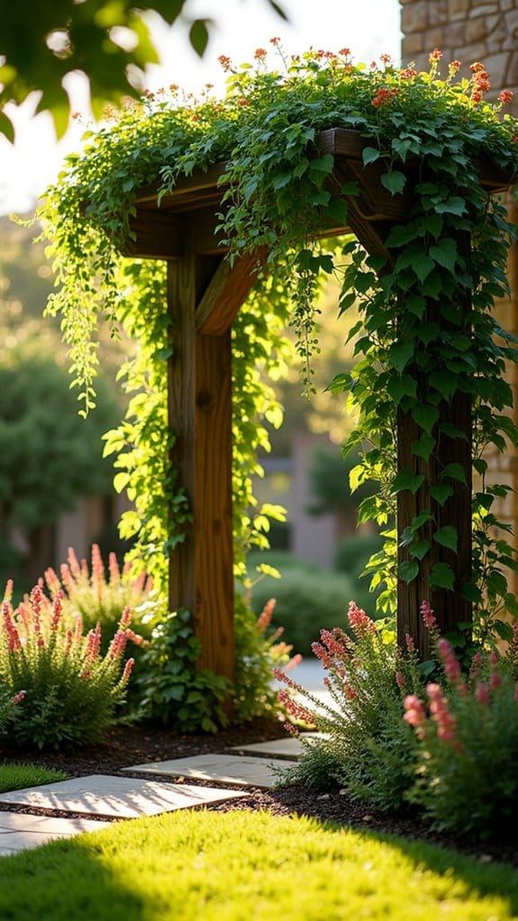 trellis with vibrant flowers