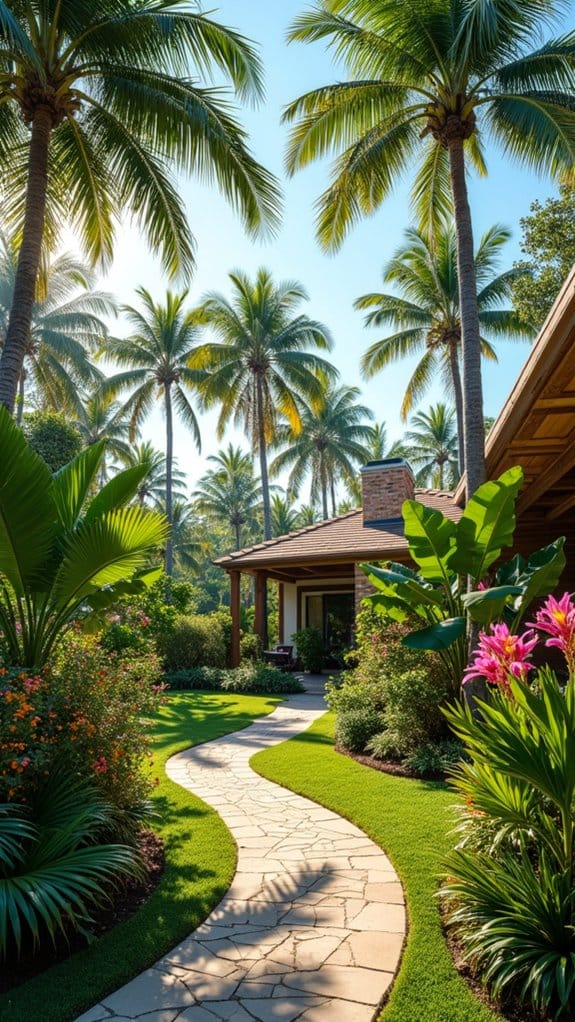 tropical landscaping with palms