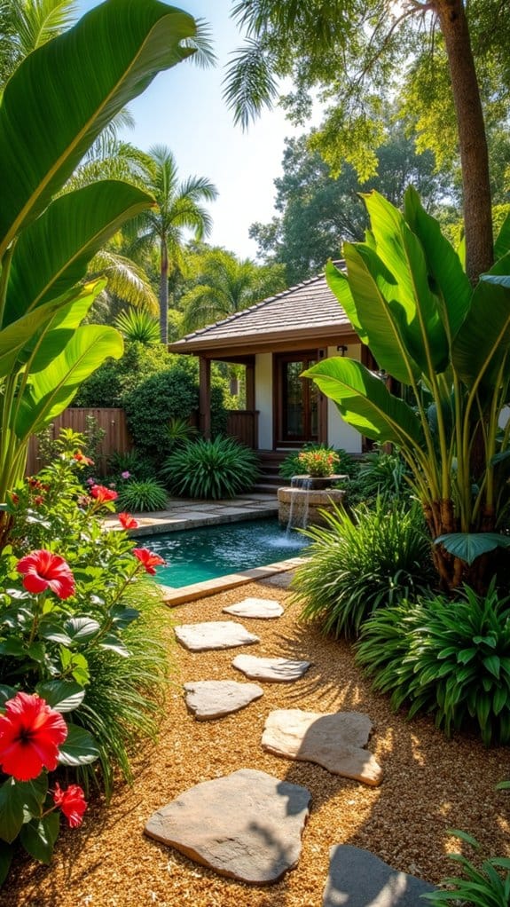 tropical oasis with mulch
