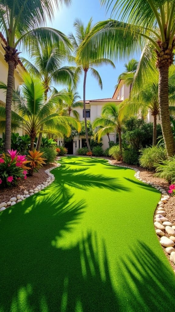 tropical oasis with turf