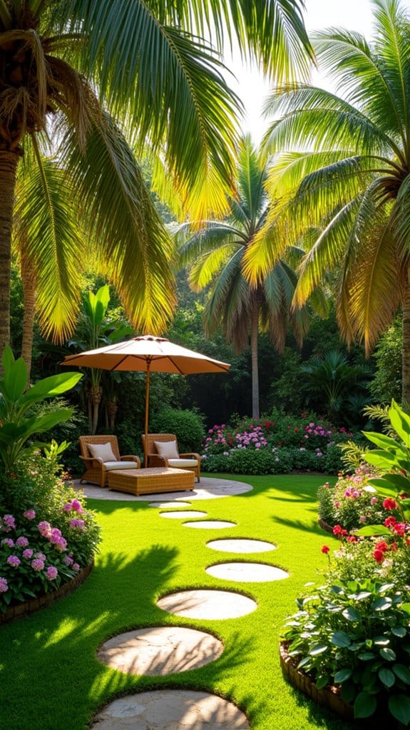 tropical palms create ambiance