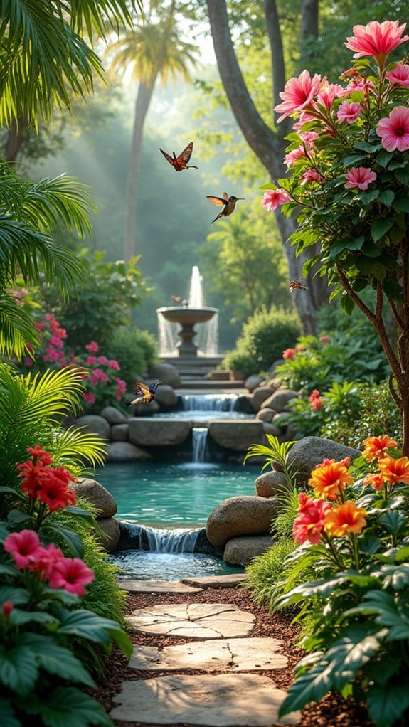 vibrant butterfly hummingbird garden