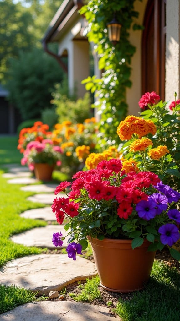 vibrant colorful container gardens